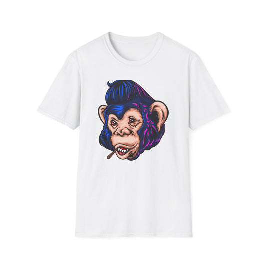 Bold Punk Chimp T-Shirt | Edgy Monkey with Attitude & Rad Pompadour Hair | Unique Streetwear Animal Art Tee