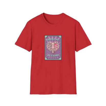 Bold SINGLE AF T-Shirt | Funny Anti-Valentine's Skeleton Heart Tee | Unique Self-Love Statement Graphic Shirt