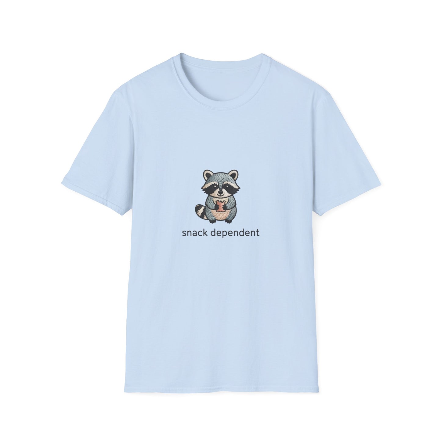 Adorable Snack Dependent Raccoon T-Shirt | Funny Foodie Animal Tee | Cute & Comfy Graphic Top for Snack Lovers