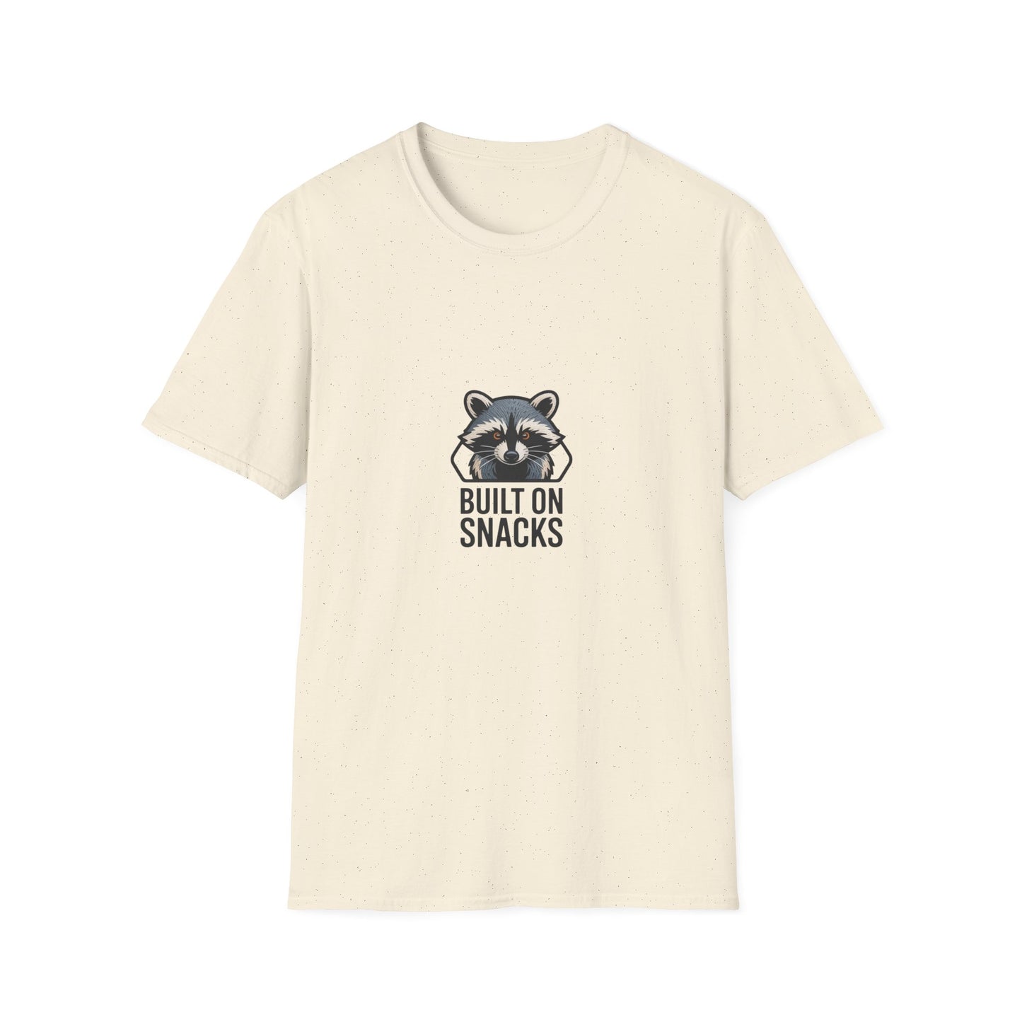 Hilarious Raccoon 'Built On Snacks' T-Shirt | Funny Animal Foodie Tee | Awesome Snack Lover Gift