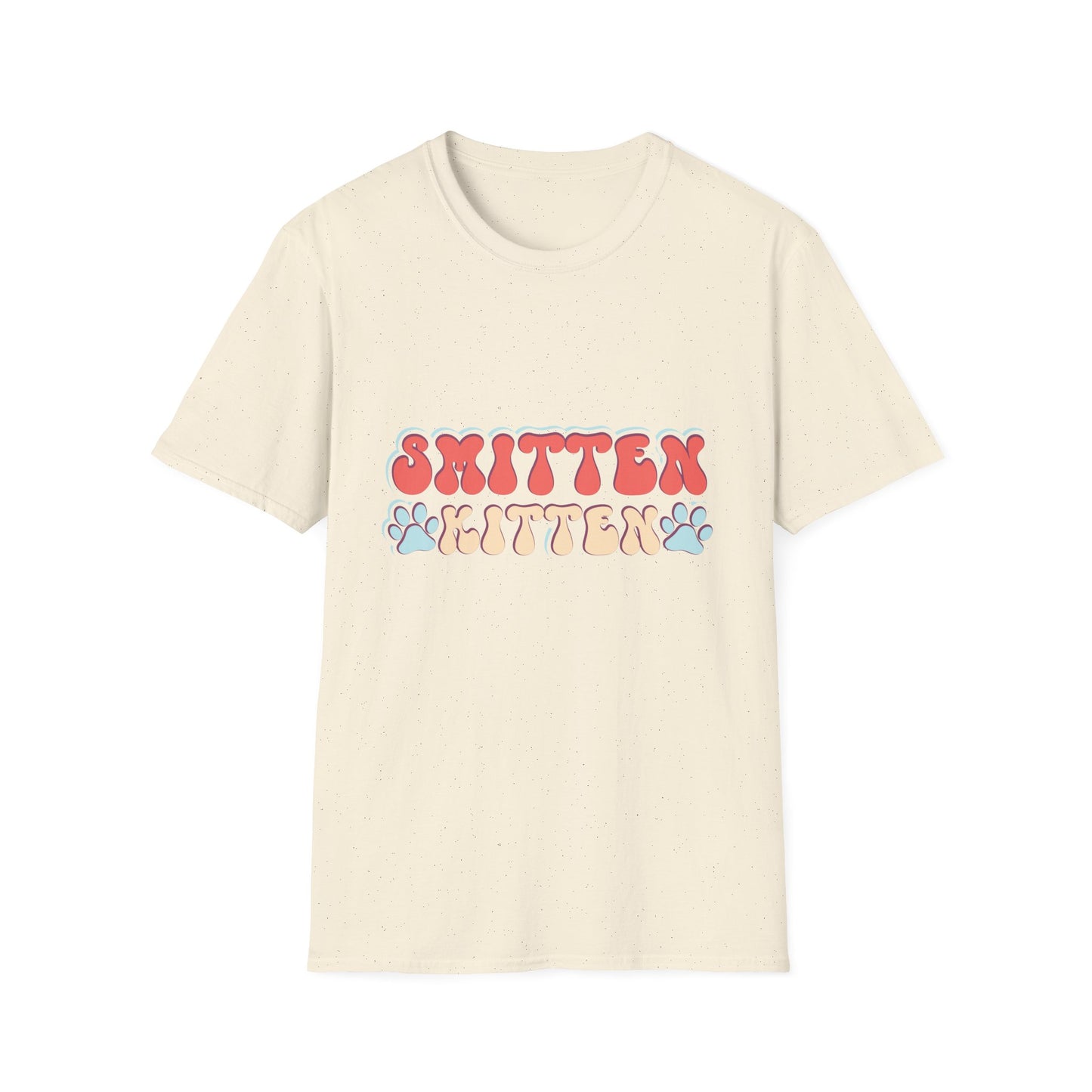 Adorable Smitten Kitten T-Shirt | Groovy Retro Paw Print Cat Lover Tee | Trendy Pet Mom Gift