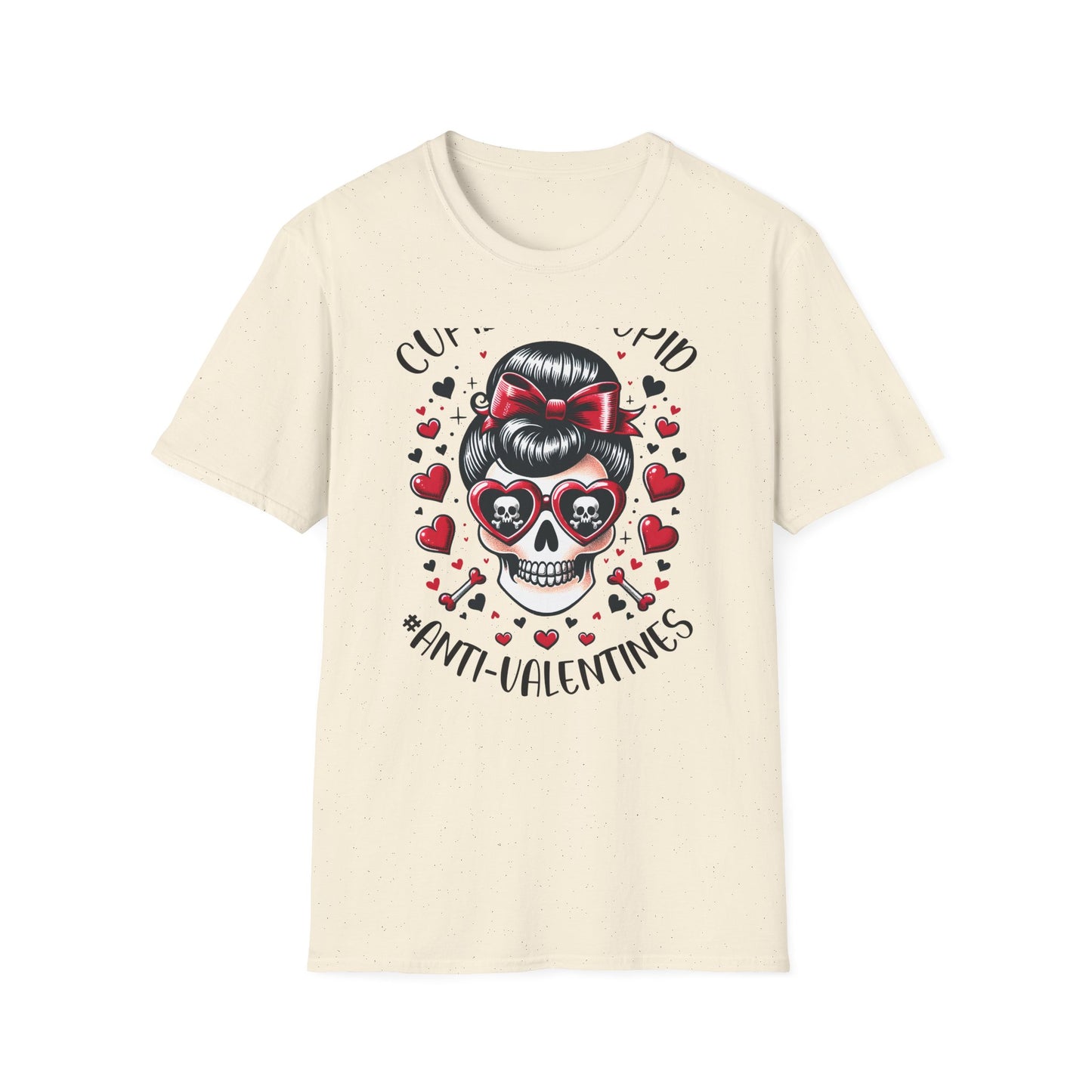Epic Anti-Valentines Skull T-Shirt - Sarcastic "Cupid Is Stupid" Tee for Edgy Souls