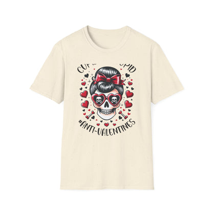 Epic Anti-Valentines Skull T-Shirt - Sarcastic "Cupid Is Stupid" Tee for Edgy Souls