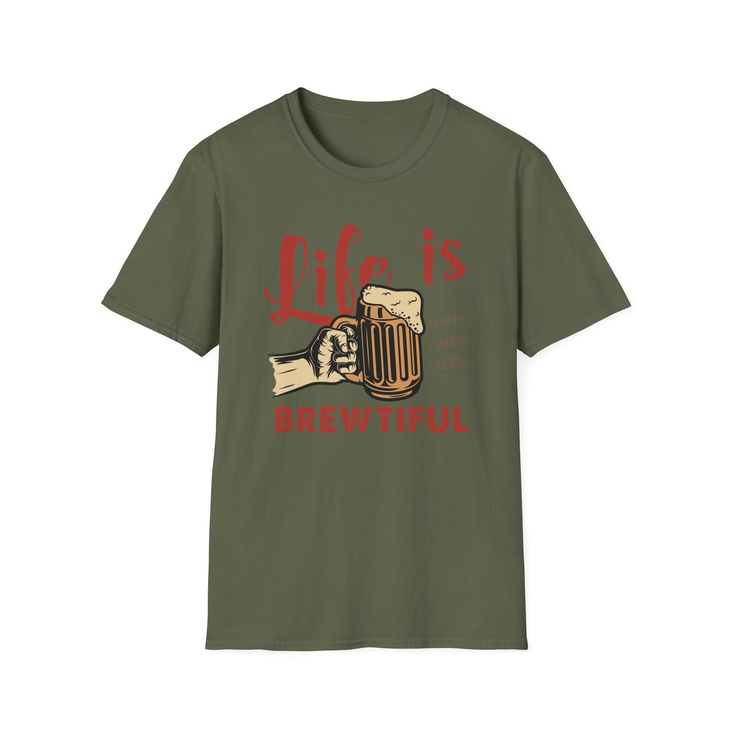 Life is BREWTIFUL Beer Lover T-Shirt - Funny Craft Beer Graphic Tee for Men & Women | Happy New Beer Gift