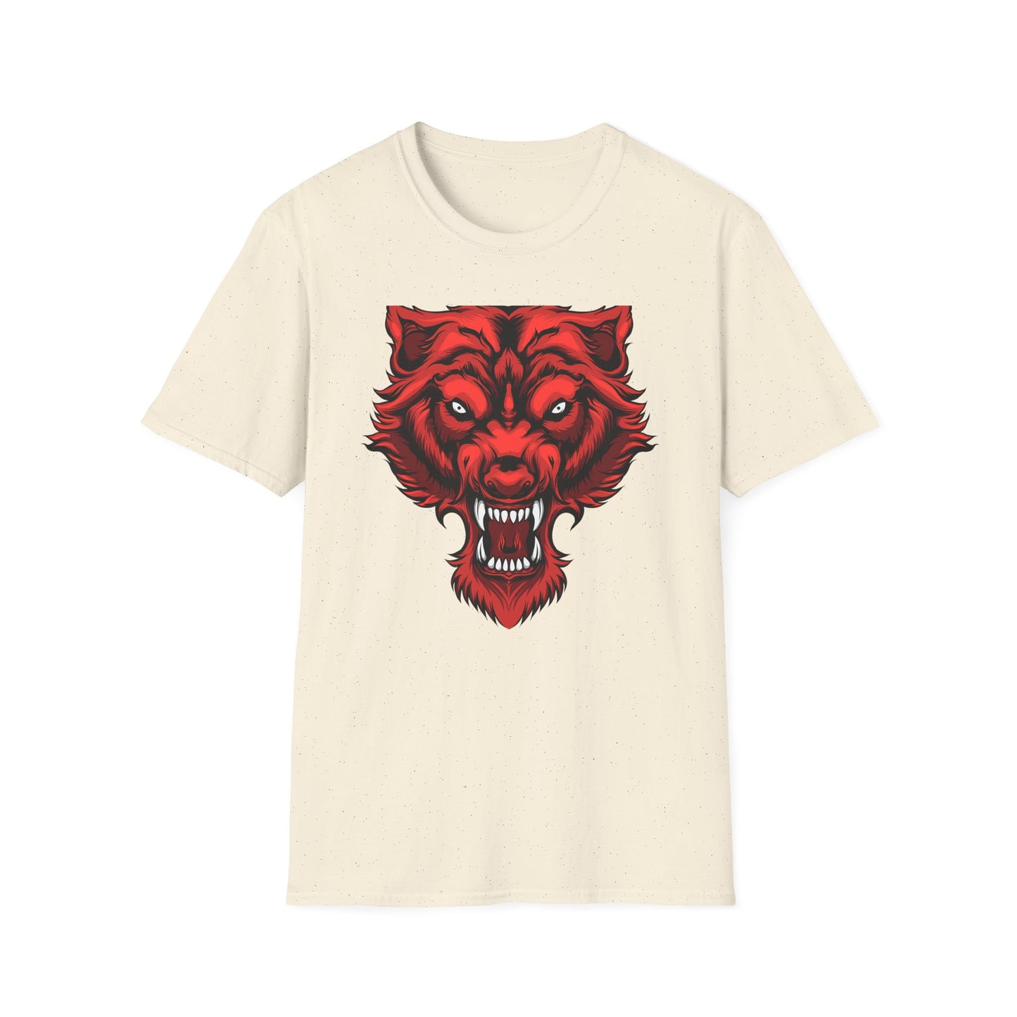 Fierce Red Snarling Beast T-Shirt: Unleash Your Inner Power - Aggressive Wolf Head Graphic Tee