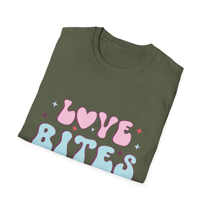Trendy Love Bites T-Shirt | Groovy Retro Y2K Pink Blue Hearts & Stars Valentine's Day Tee | Adorable Aesthetic Top