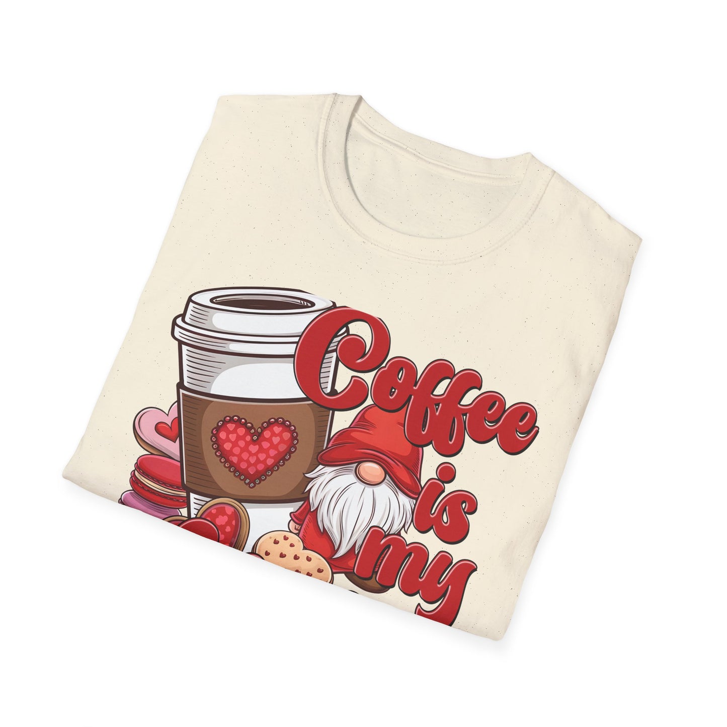 Coffee Is My Valentine Gnome T-Shirt | Charming Heart Coffee Lover Tee | Funny Anti-Valentine's Day Gift for Singles & Sweet Tooths