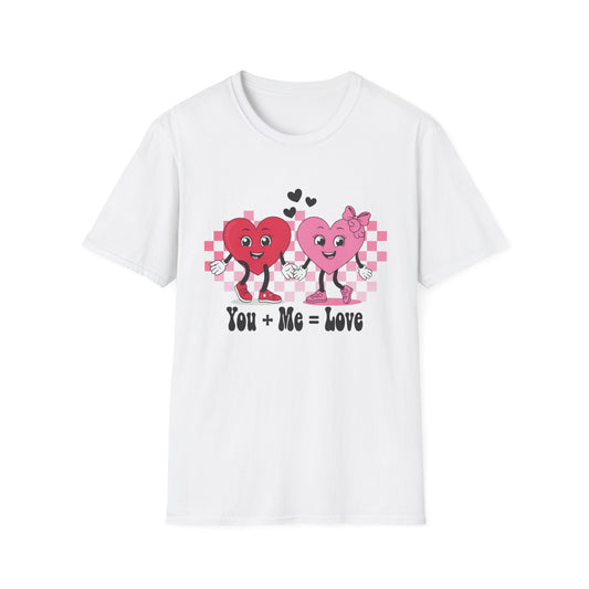 Adorable You + Me = Love Cartoon Hearts T-Shirt - Perfect Romantic Couple's Gift & Valentine's Day Tee