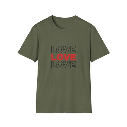 Vibrant 'LOVE LOVE LOVE' T-Shirt | Modern Red & Outline Design | Express Your Passion | Stylish Unisex Tee Gift