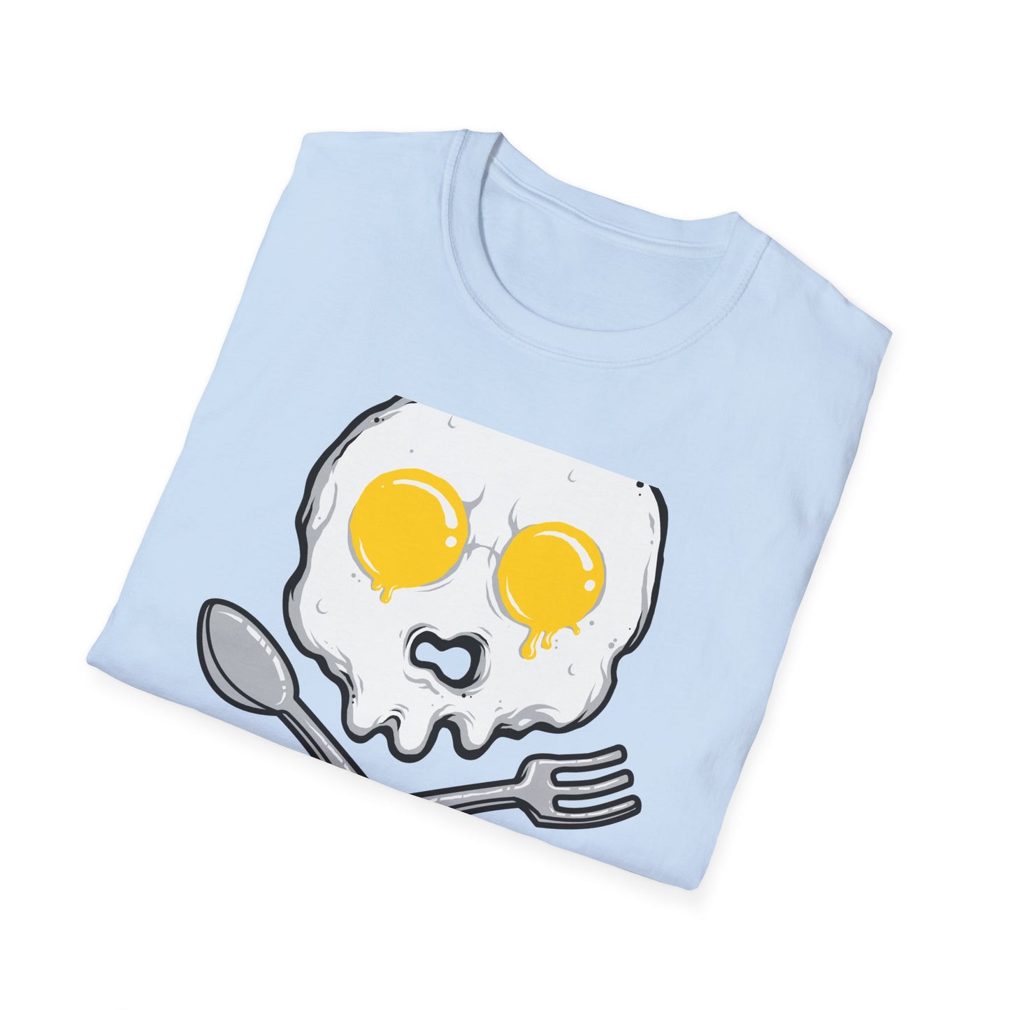 Epic Fried Egg Skull & Cross Utensils T-Shirt | Breakfast Lover & Chef Foodie Graphic Tee