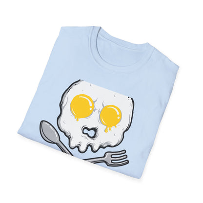 Epic Fried Egg Skull & Cross Utensils T-Shirt | Breakfast Lover & Chef Foodie Graphic Tee