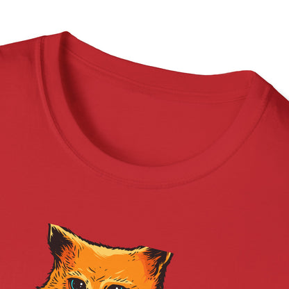 Vibrant Orange Cat & Food Bowl T-Shirt | Adorable Blue-Eyed Feline Lover Tee | Unique Pet Owner Gift Idea