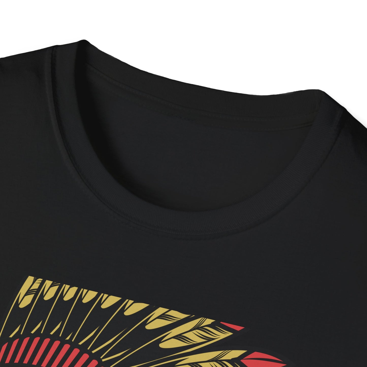 Bold Indigenous Warrior Chief T-Shirt | Majestic Feather Headdress & Tomahawks Tee | Powerful Cultural Design Gift
