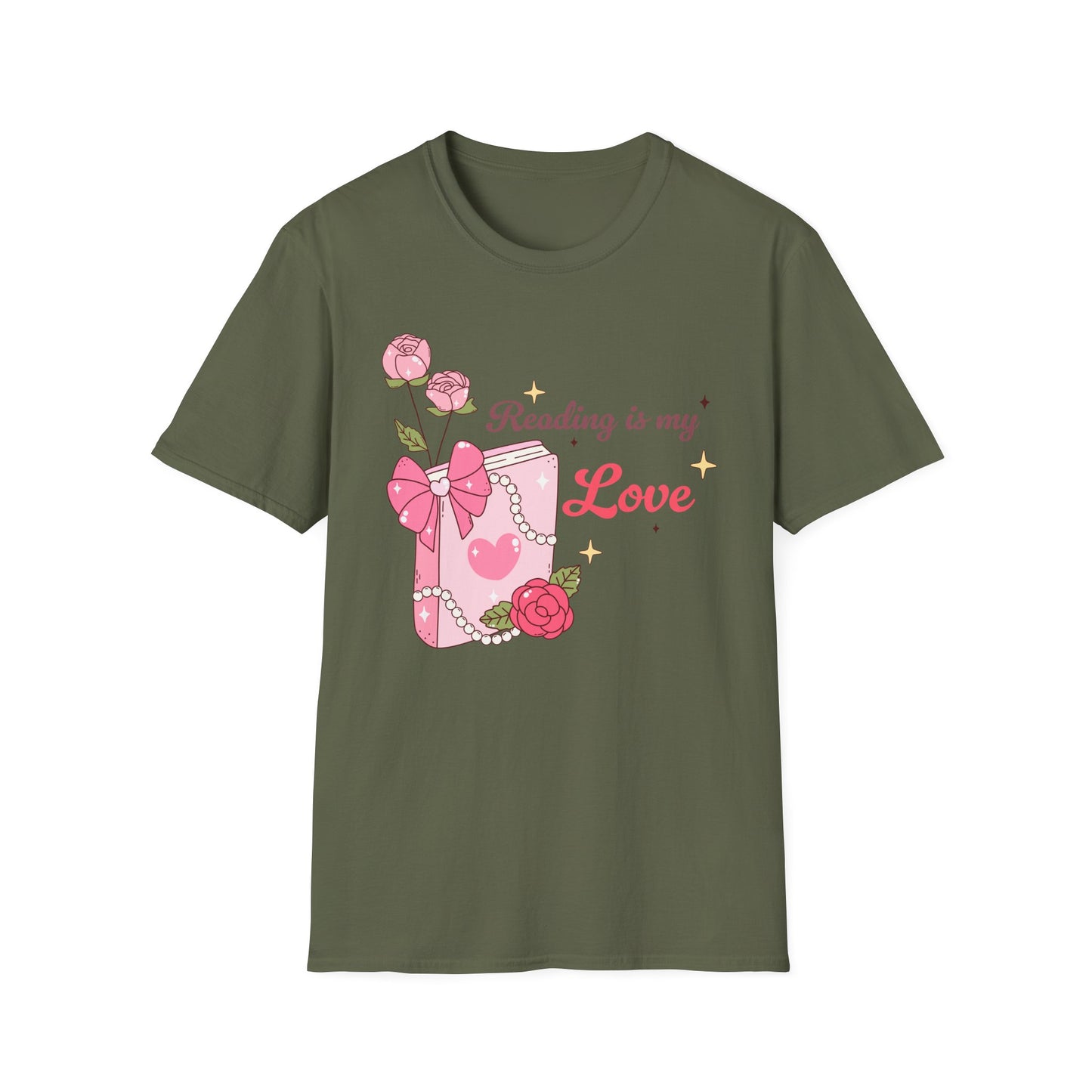 Enchanting "Reading is my Love" T-Shirt for Bookworms | Cute Pink Book & Roses Tee | Ultimate Gift for Avid Readers