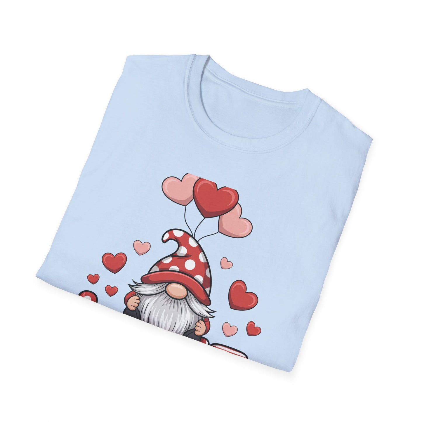Charming Valentine Gnome Love T-Shirt | Cute Heart Design & Polka Dot Hat | Sweet Holiday Gift for Her