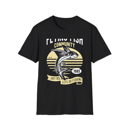 Classic Fishing Contest Community T-Shirt | Just Relax Let's Go Fishing Tee | Retro Jumping Fish Angler Apparel Gift
