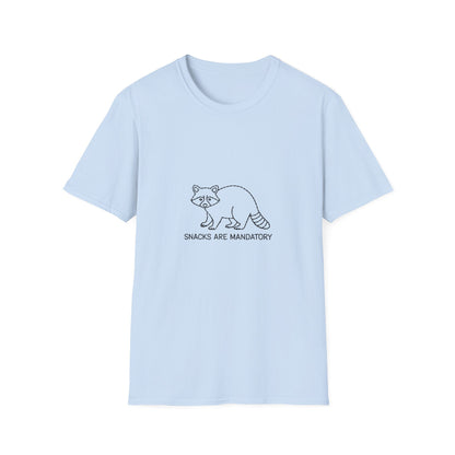 Hilarious Raccoon "Snacks Are Mandatory" T-Shirt | Funny Food Lover Tee | Cute Animal Gift