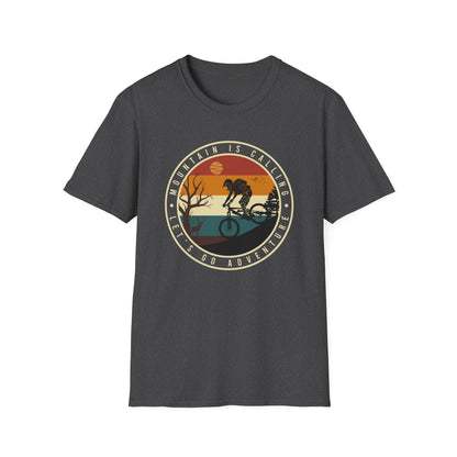 Epic Mountain Is Calling Adventure T-Shirt - Retro Mountain Biking & Nature Tee for Outdoor Enthusiasts