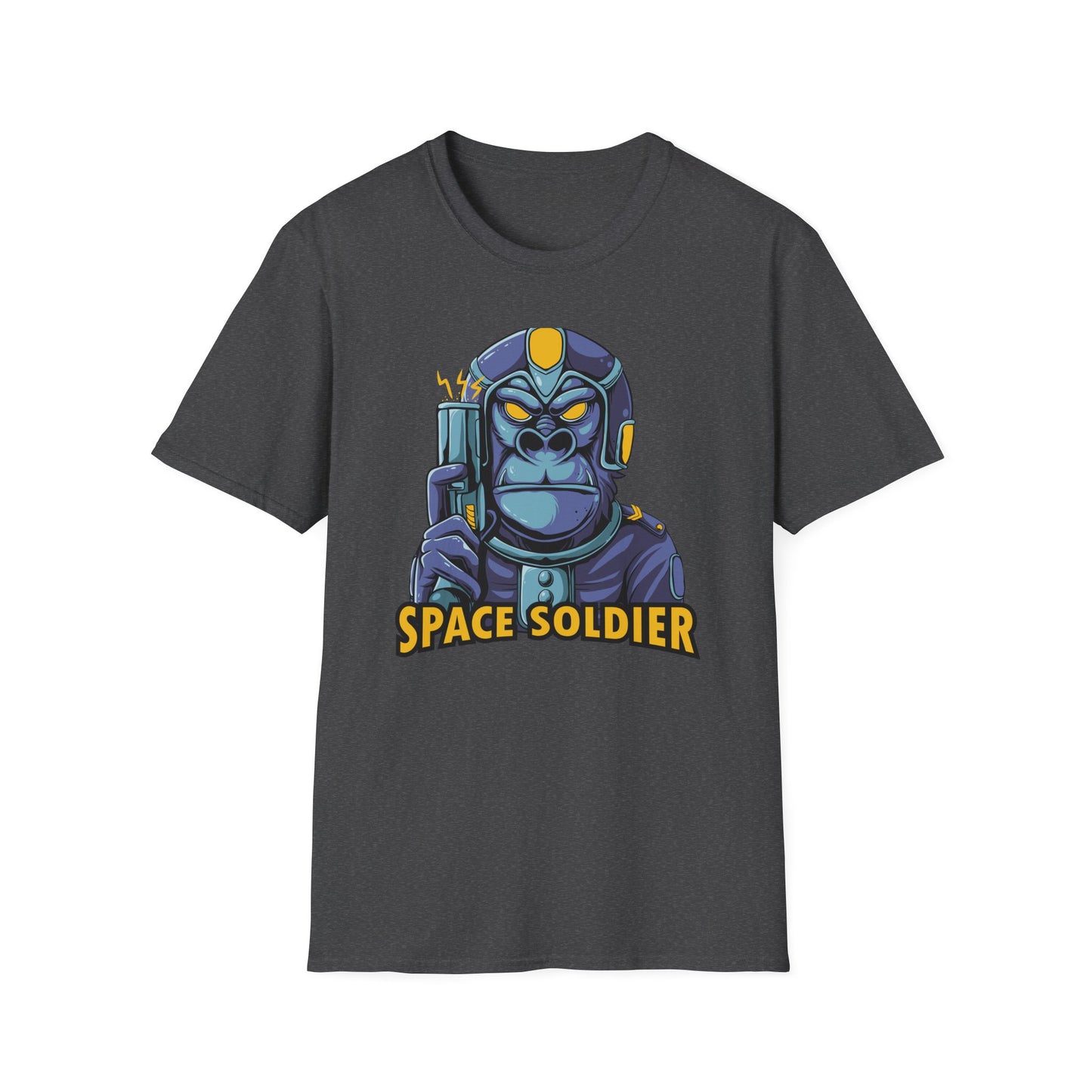 Epic Space Soldier Gorilla T-Shirt: Fierce Sci-Fi Ape Blaster Tee - Galactic Warrior Graphic for Gamers & Sci-Fi Fans