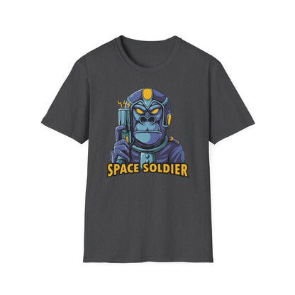 Epic Space Soldier Gorilla T-Shirt: Fierce Sci-Fi Ape Blaster Tee - Galactic Warrior Graphic for Gamers & Sci-Fi Fans