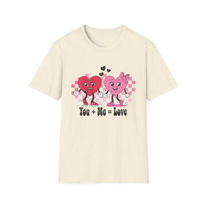 Adorable You + Me = Love Cartoon Hearts T-Shirt - Perfect Romantic Couple's Gift & Valentine's Day Tee