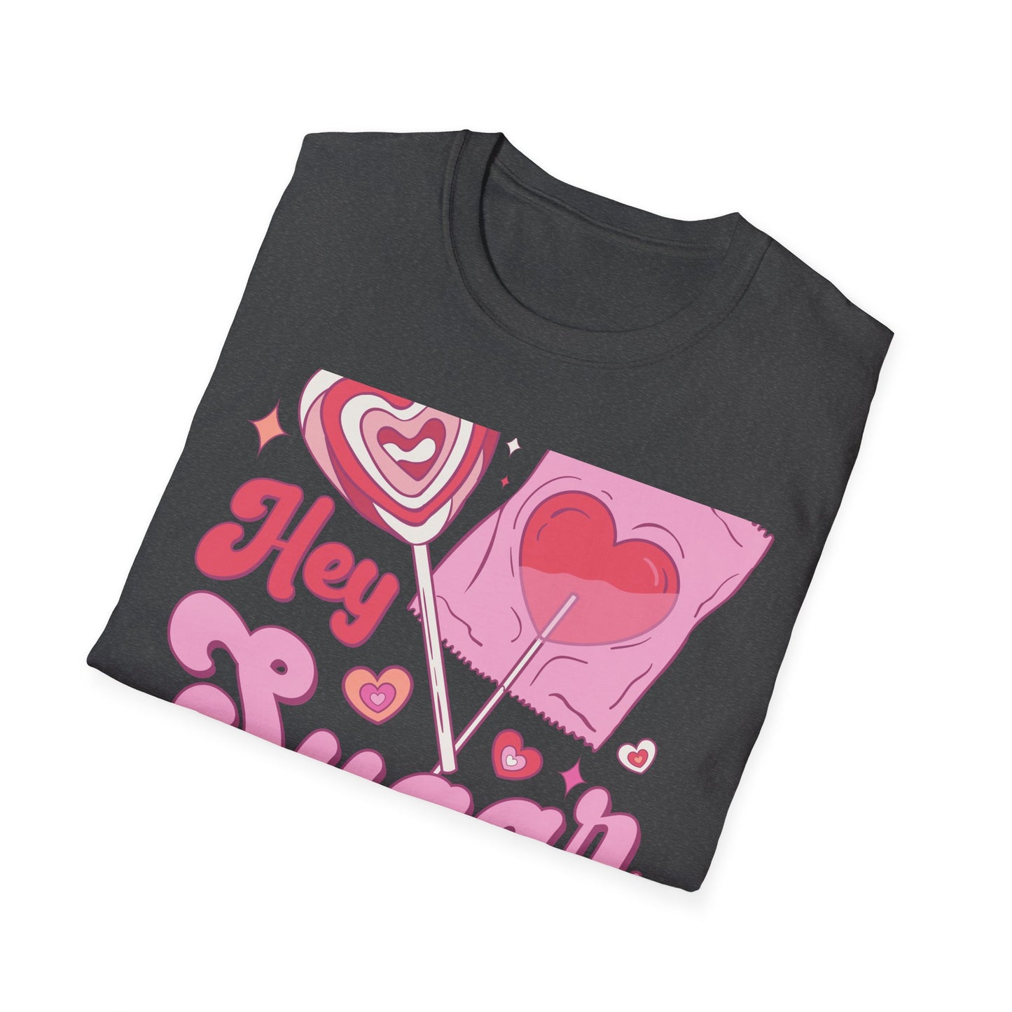 Hey Sugar Retro T-Shirt | Sweet Heart Lollipop & Candy Tee | Valentine's Day Love Gift | Cute Groovy Pink Design for Her