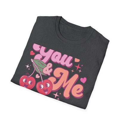 Sweet "You & Me" Retro Cherry T-Shirt - Adorable Couple's Love Tee, Perfect Valentine's Day Gift