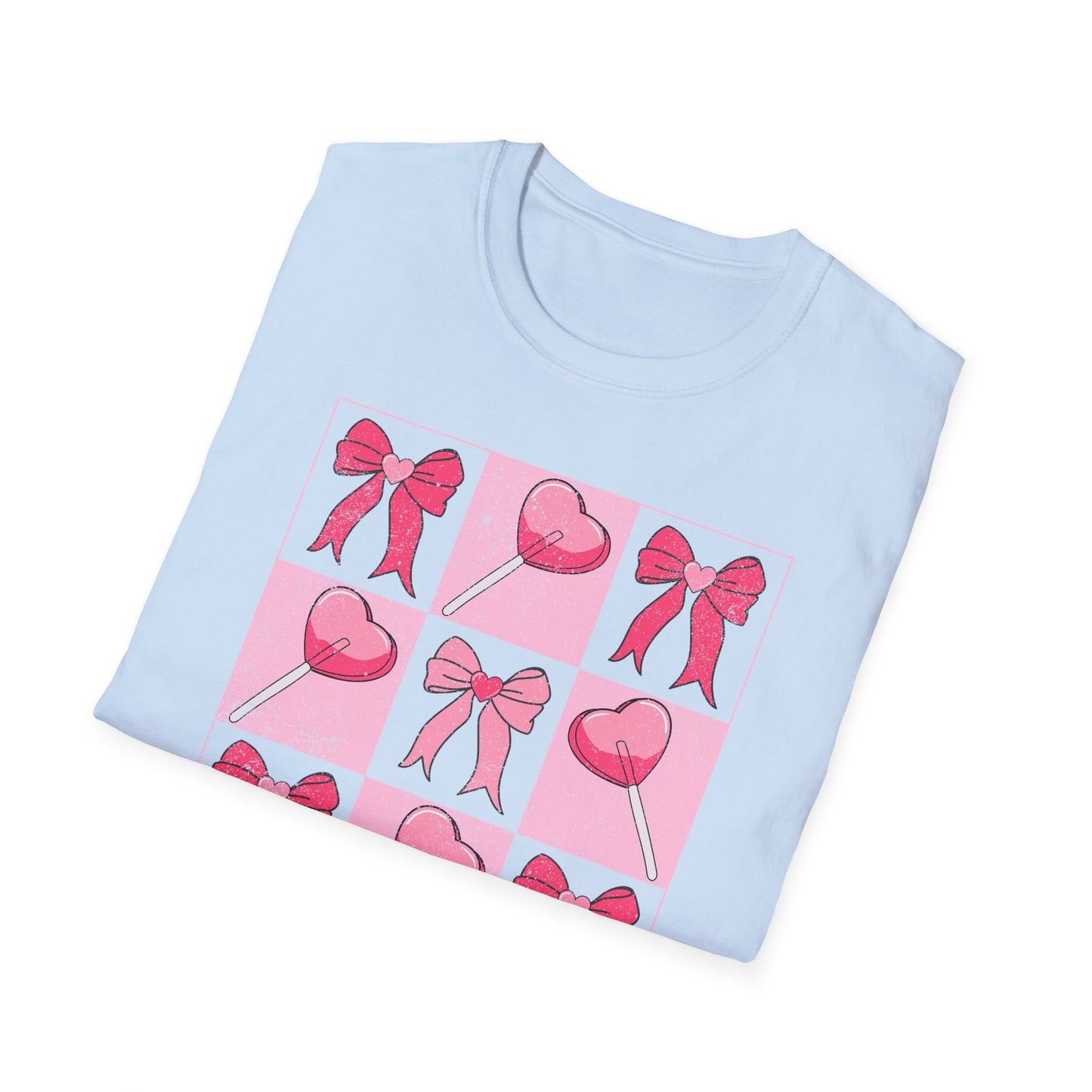 Distressed Pink Bows & Heart Lollipops T-Shirt | Sweet Grunge Love Core Aesthetic Tee for Women & Teens