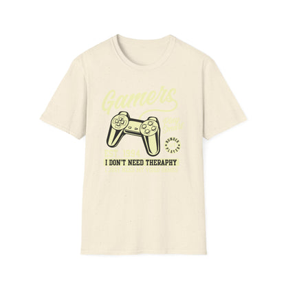 Hilarious Gamer T-Shirt: 'I Don't Need Therapy, Just My Video Games' - Retro Controller Tee for Ultimate Gaming Fans!