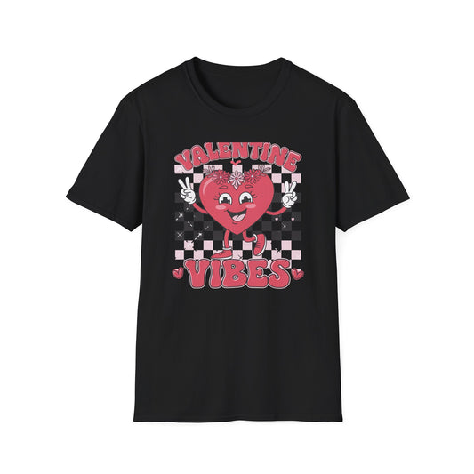Groovy Valentine Vibes T-Shirt | Adorable Retro Heart Peace Sign Tee with Flower Crown for Valentine's Day