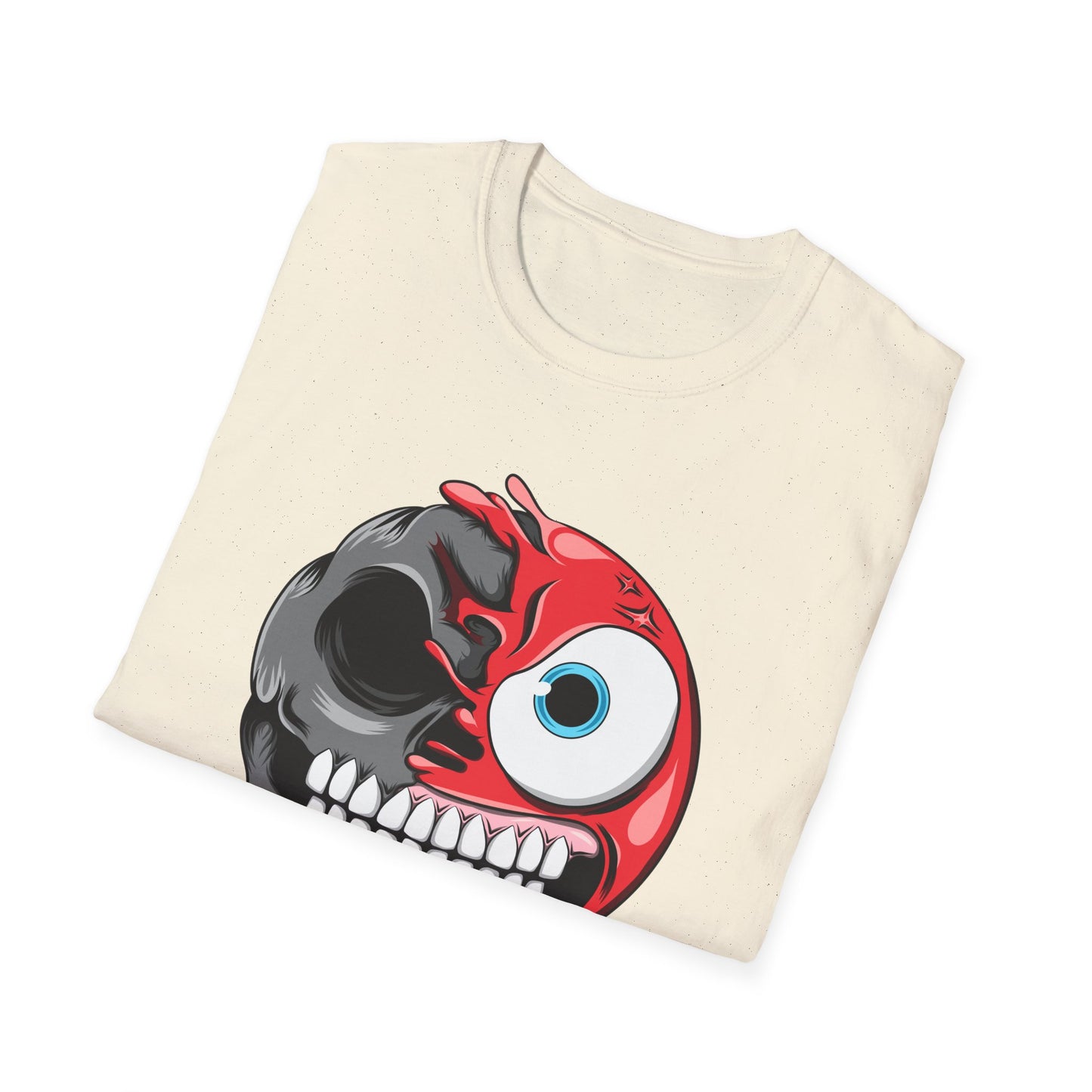 Awesome Split Personality Skull Emoji T-Shirt - Unique Edgy Design for Dark Humor & Bold Style