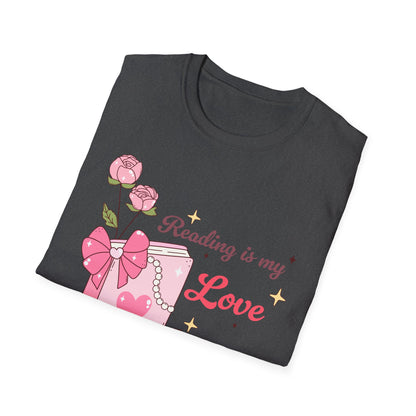 Enchanting "Reading is my Love" T-Shirt for Bookworms | Cute Pink Book & Roses Tee | Ultimate Gift for Avid Readers