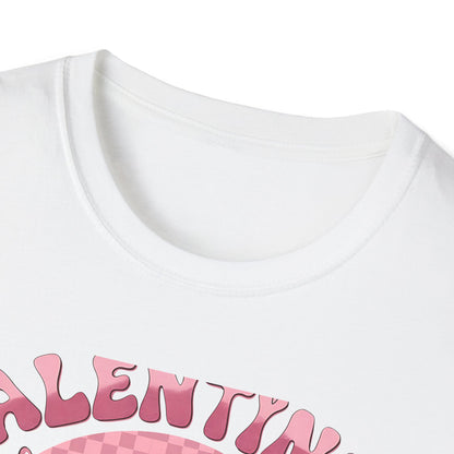 Sparkly Heart Eyes Smiley Valentines Vibes T-Shirt | Trendy Groovy Pink Love Tee for Her