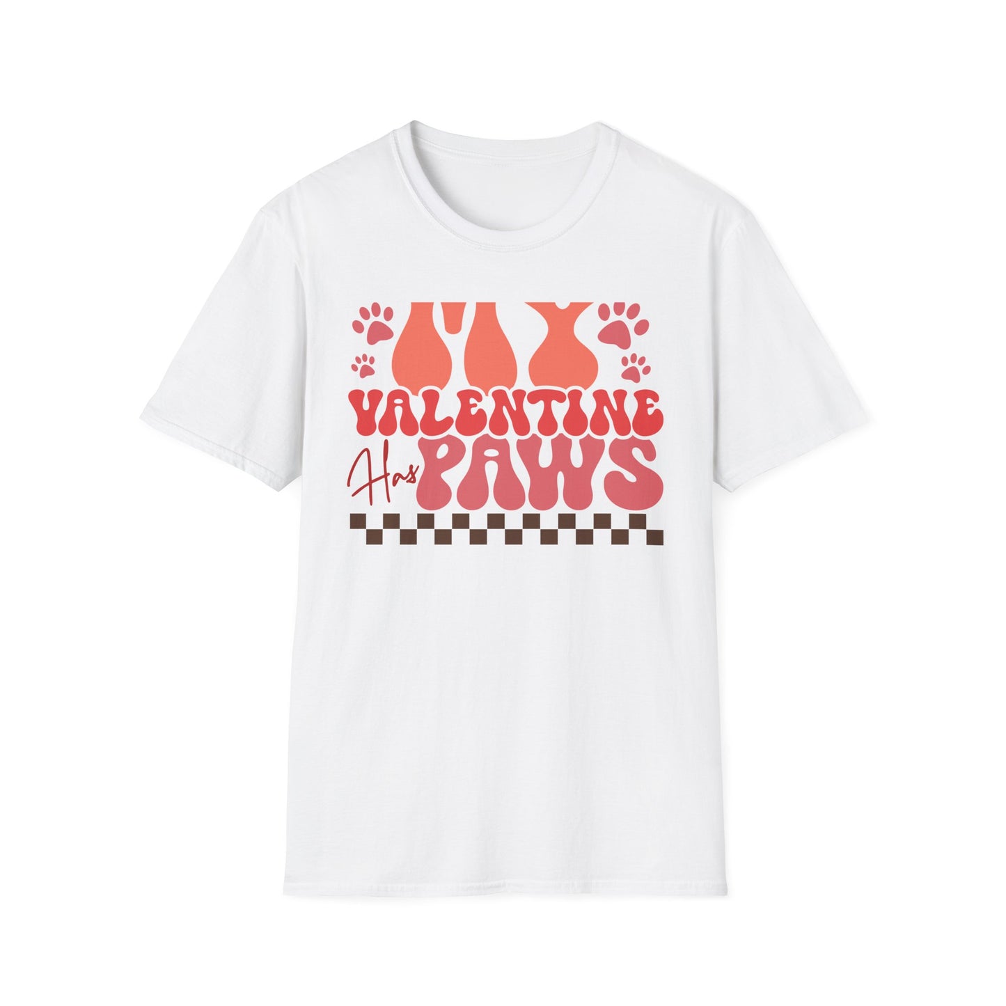 My Valentine Has Paws T-Shirt | Groovy Retro Pet Lover Tee | Adorable Dog Mom Cat Owner Gift