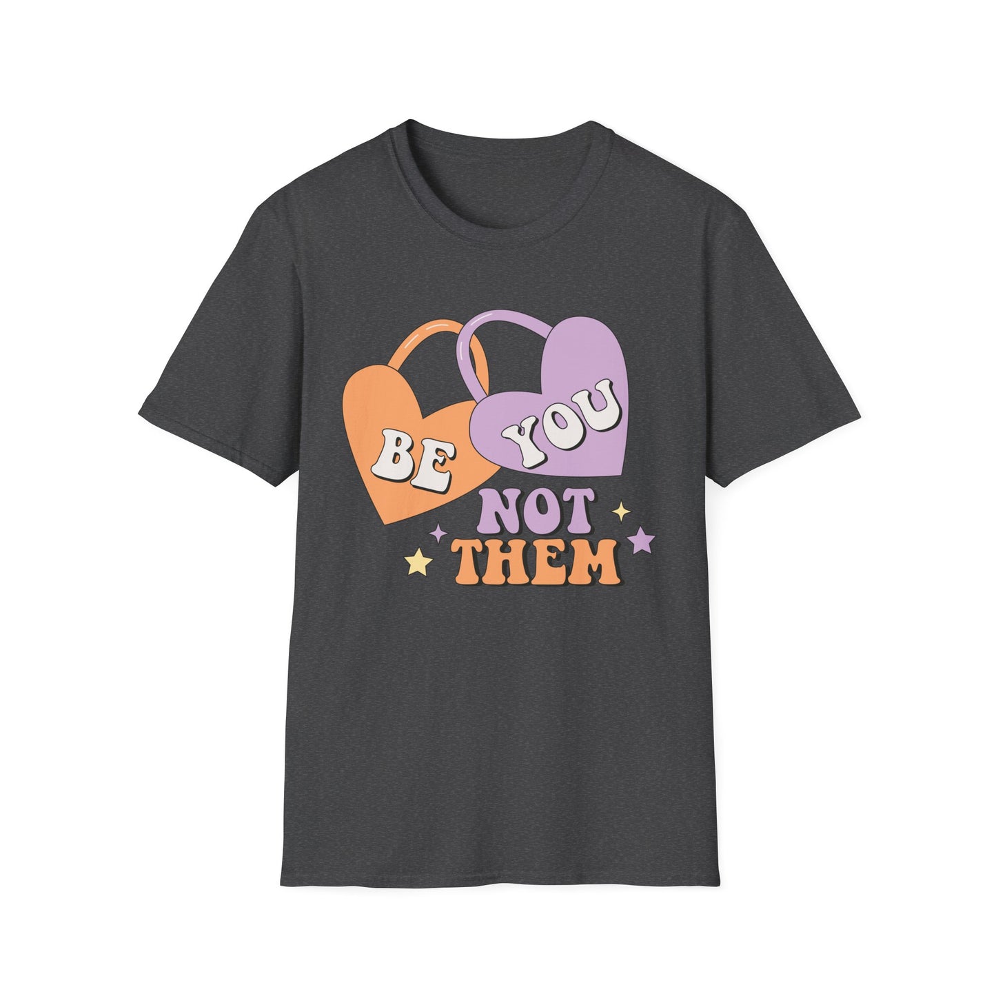 Inspiring 'Be You Not Them' T-Shirt | Retro Heart Self-Love Tee for Women & Teens | Empowering Groovy Style