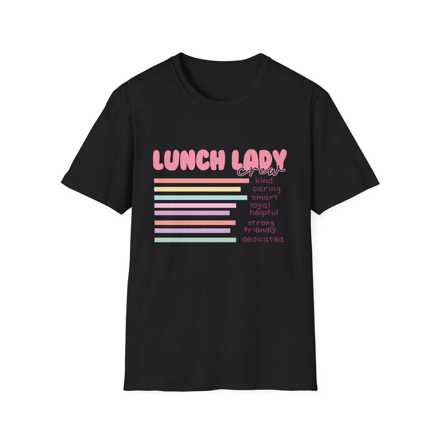 Kind Caring Lunch Lady Crew T-Shirt | Essential School Staff Appreciation Gift | Proud Cafeteria Worker Tee