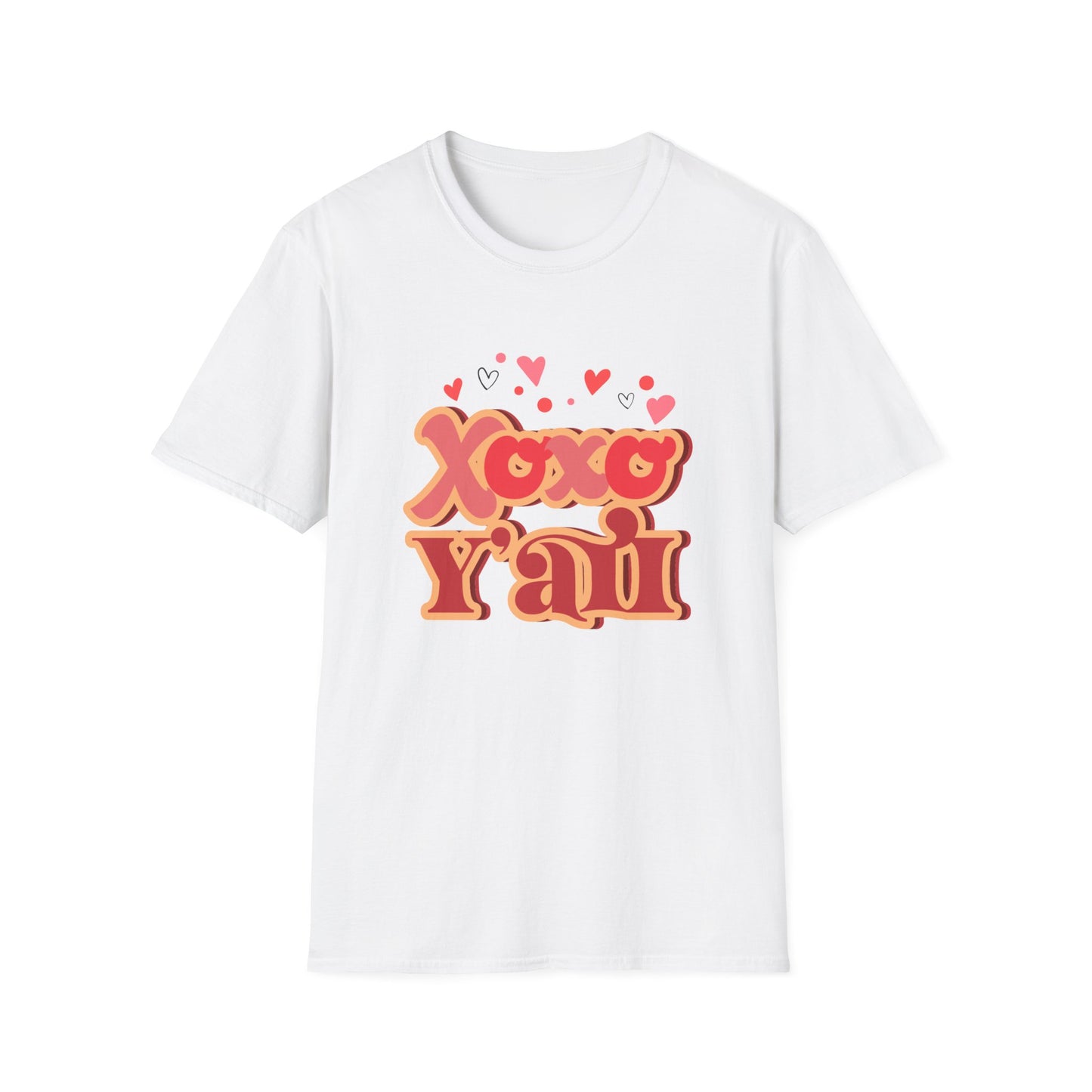 Retro Xoxo Y'all T-Shirt | Groovy Hearts Southern Charm Love Tee | Sweet Valentine's Day & Galentine's Gift | Trendy Hugs & Kisses Shirt