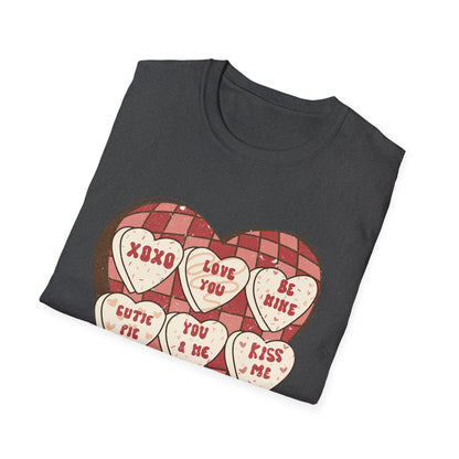 Charming Retro Conversation Hearts T-Shirt | Vintage Valentine's Day Sweetheart Candy Box Tee | Adorable Love Gift