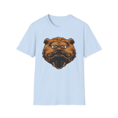 Dapper Grumpy Bear T-Shirt | Fierce Gentleman Animal Lover Tee | Unique Mustache Beard Design Gift