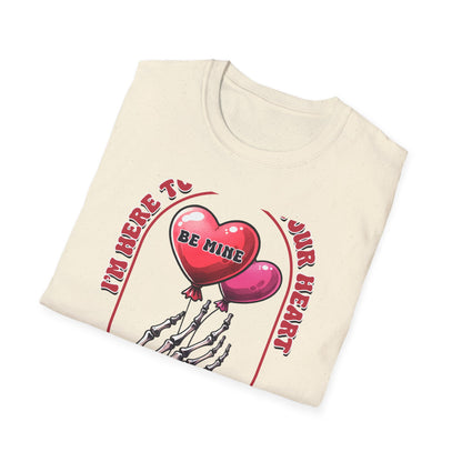 Edgy 'Steal Your Heart' T-Shirt | Skeleton Hand & Heart Balloons | Unique Valentine's Day Love Tee for Couples