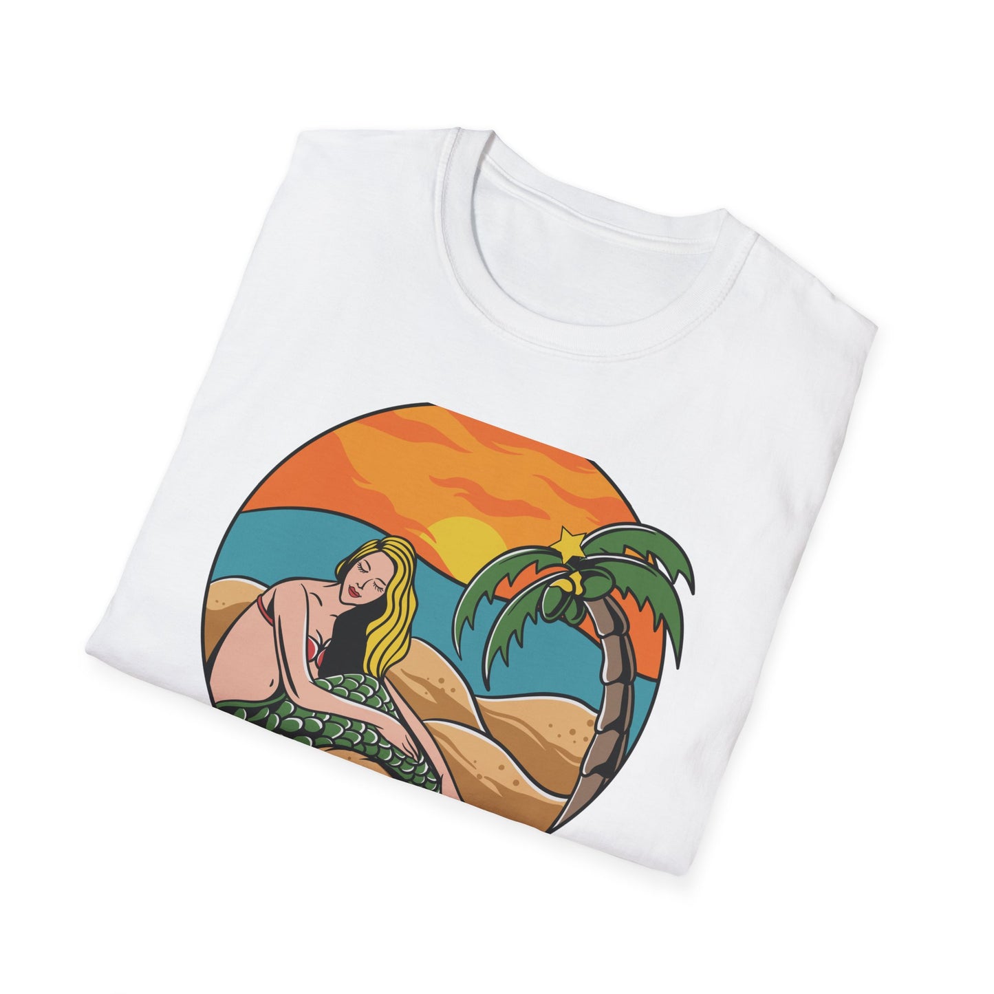 Stunning Mermaid Sunset Beach T-Shirt | Vibrant Tropical Vacation Tee for Women | Dreamy Summer Ocean Vibes
