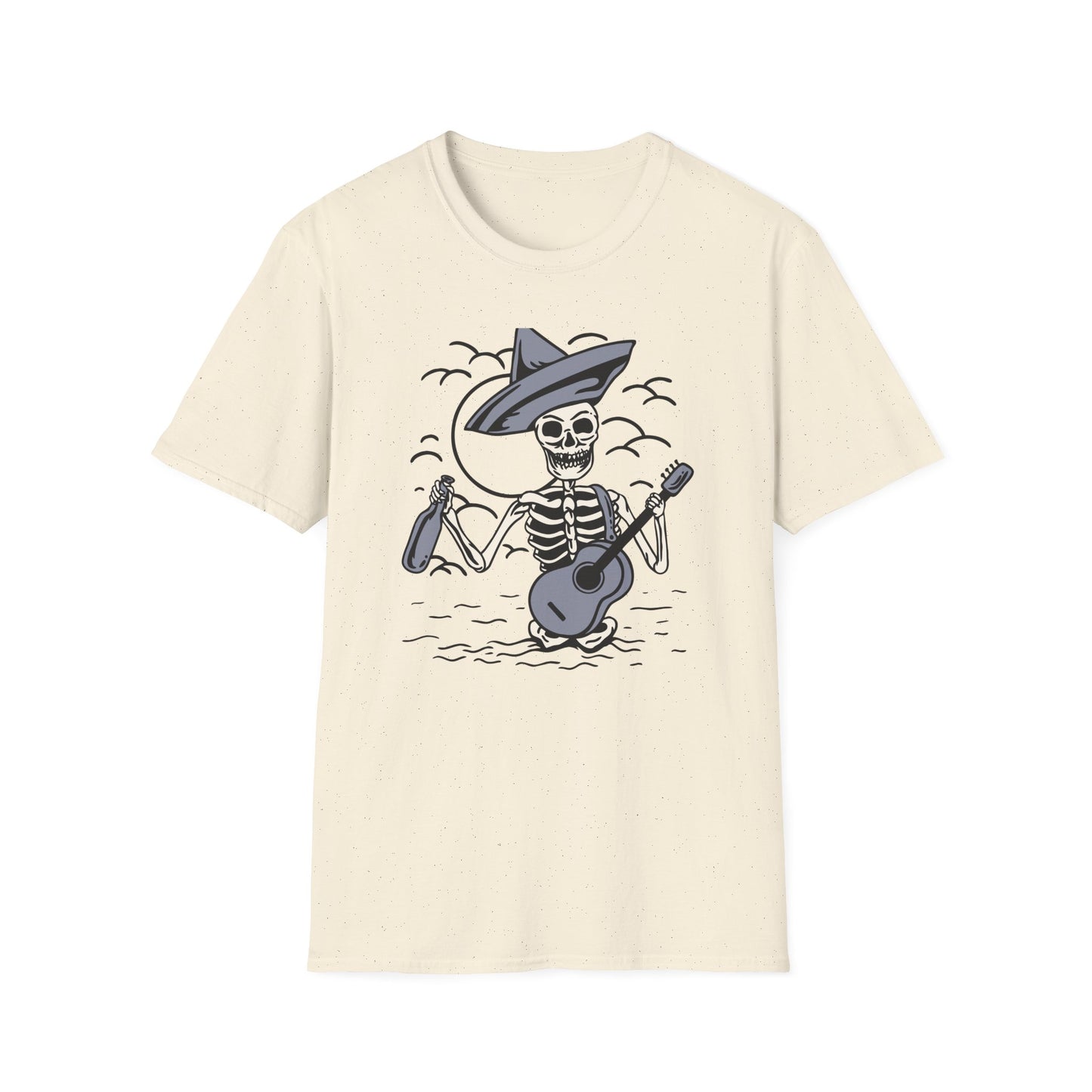 Screaming Skeleton Mariachi Band T-Shirt | Edgy Guitar & Tequila Skull Tee for Music Lovers & Day of the Dead Fans
