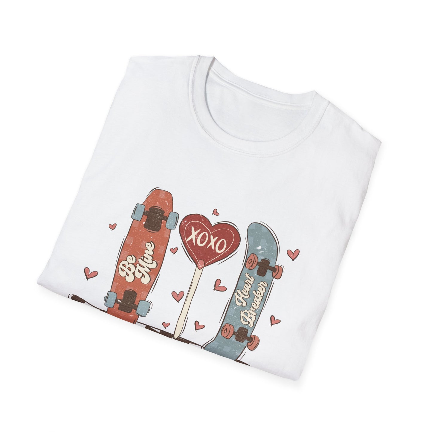 Retro Skateboard Valentine's T-Shirt | Be Mine Heart Breaker XOXO Tee | Trendy Vintage Skater Love Graphic Shirt