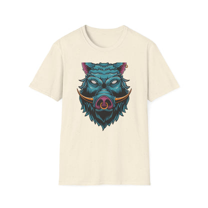 Fierce Wild Boar T-Shirt | Mystic Cyberpunk Hog Head Tee | Bold Streetwear Animal Art | Unique Tattoo Style Gift