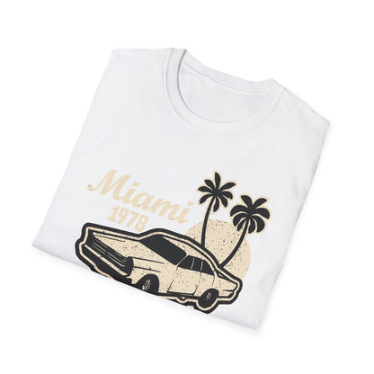 Vintage Miami 1978 Classic Car T-Shirt | Retro Florida Sunset Palm Trees Tee | Iconic 70s Vacation Style