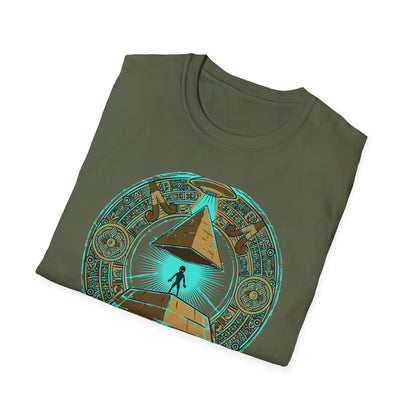 Epic Ancient Aliens T-Shirt: UFO & Pyramids with Aztec Calendar Design | Sci-Fi Mystery & Conspiracy Tee