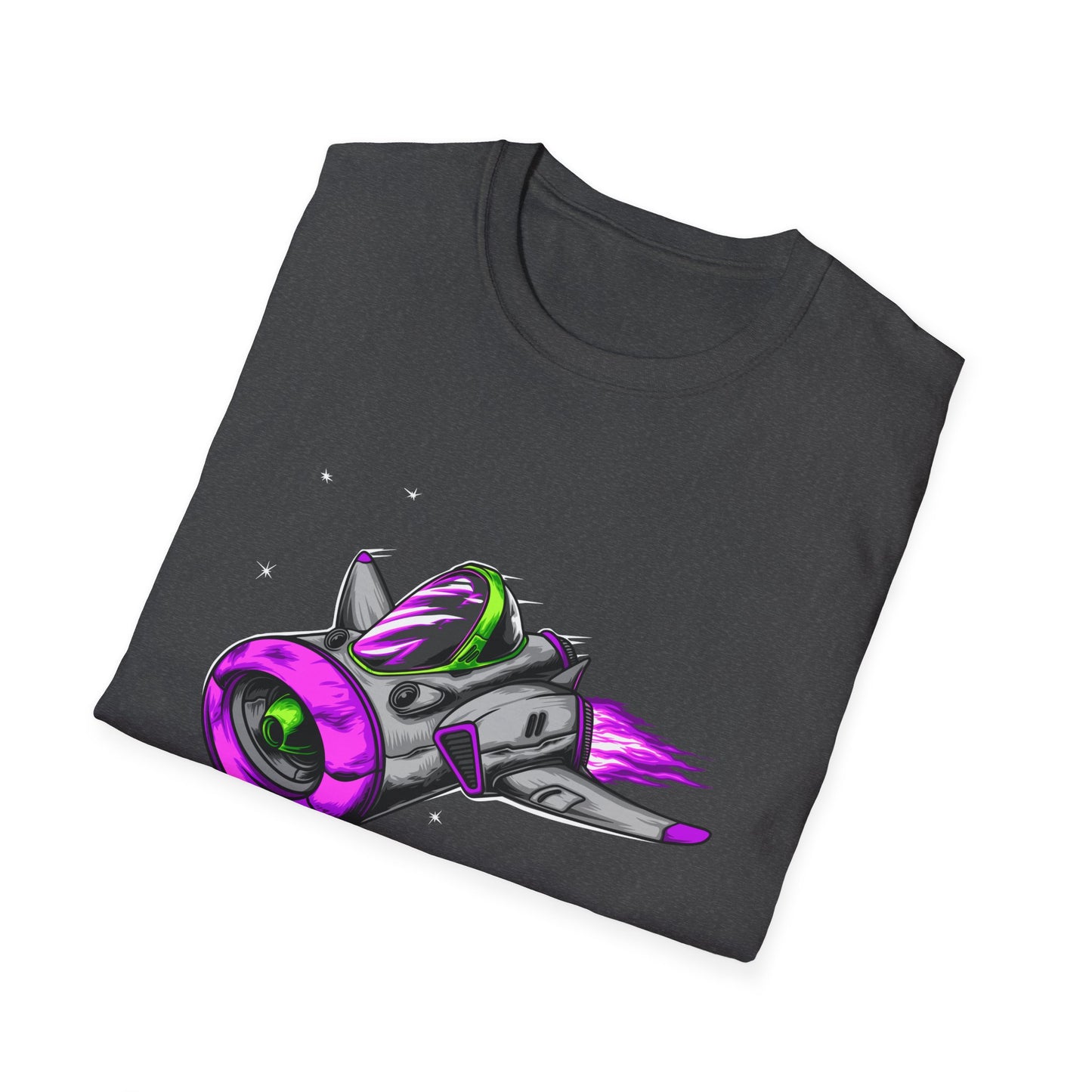 Epic Futuristic Spaceship T-Shirt | Vibrant Retro Sci-Fi Jet Design for Gamers & Space Enthusiasts