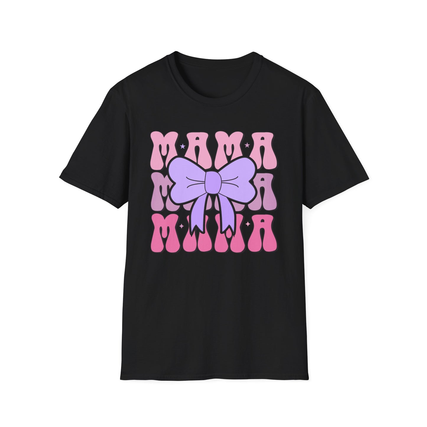 Trendy Groovy MAMA T-Shirt for Moms | Adorable Pink Purple Bow Tee | Perfect Mother's Day Gift for Her