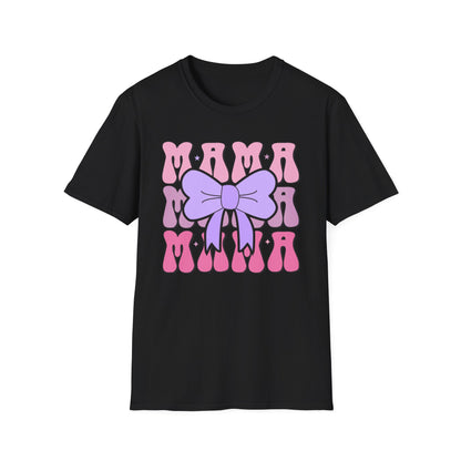 Trendy Groovy MAMA T-Shirt for Moms | Adorable Pink Purple Bow Tee | Perfect Mother's Day Gift for Her