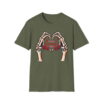 Romantic Skeleton Hands Heart T-Shirt | Till Death Do Us Part Valentine's Day Love Tee | Unique Rose Gift